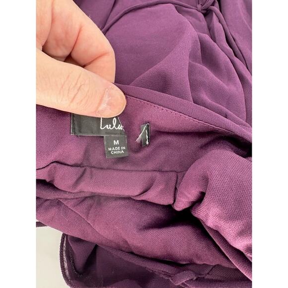 Lulus “Soiree Celebration” Purple Ruffled Lace-Up Maxi Dress – Size Medium - Picture 6 of 6